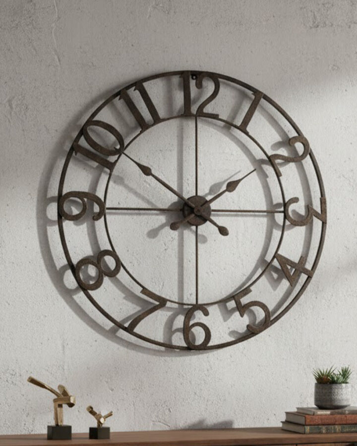 Dark Charcoal Silver-Edge Wall Clock