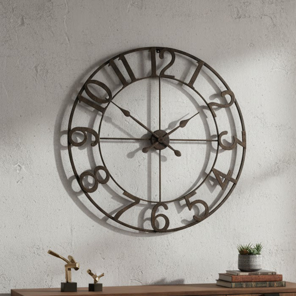 Dark Charcoal Silver-Edge Wall Clock