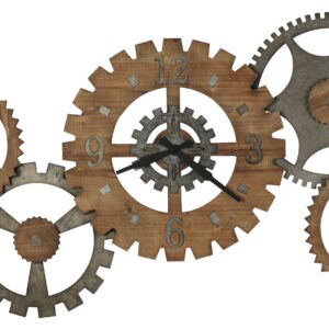 Galvanized Five-Gear Triple-Time Wall Clock detail view 2