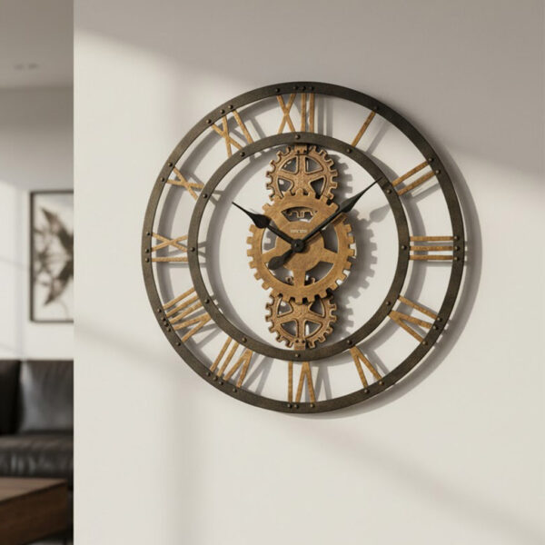 Warm Gray Decorative Gear Wall Clock