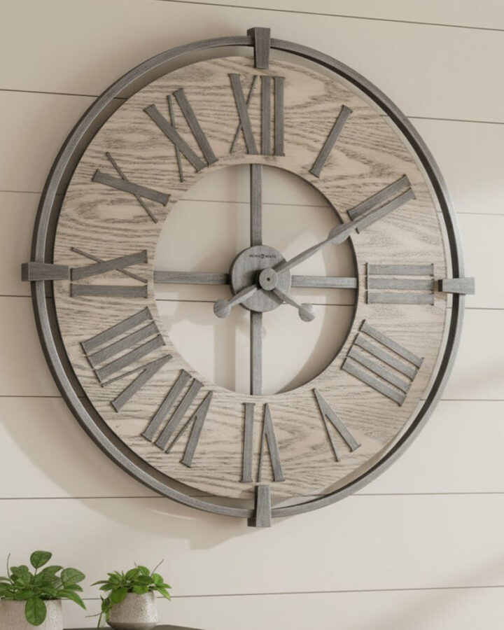 Warm Gray Aged Silver Ring Wall Clock