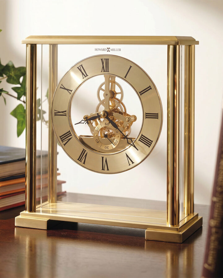 Brass Floating Skeleton Table Clock