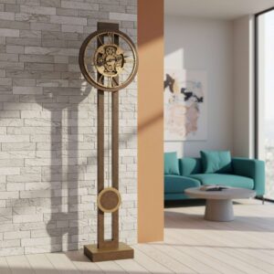 Charcoal Black Aged Brass Floor Clock product view