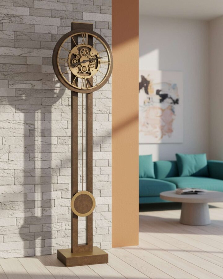 Charcoal Black Aged Brass Floor Clock