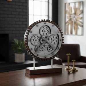 Antique Silver Moving-Gear Mantel Clock product view