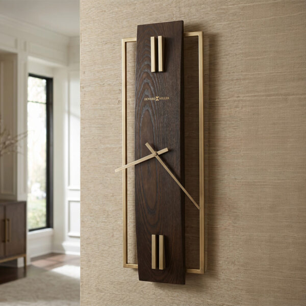 Satin Espresso Brass Bar Wall Clock