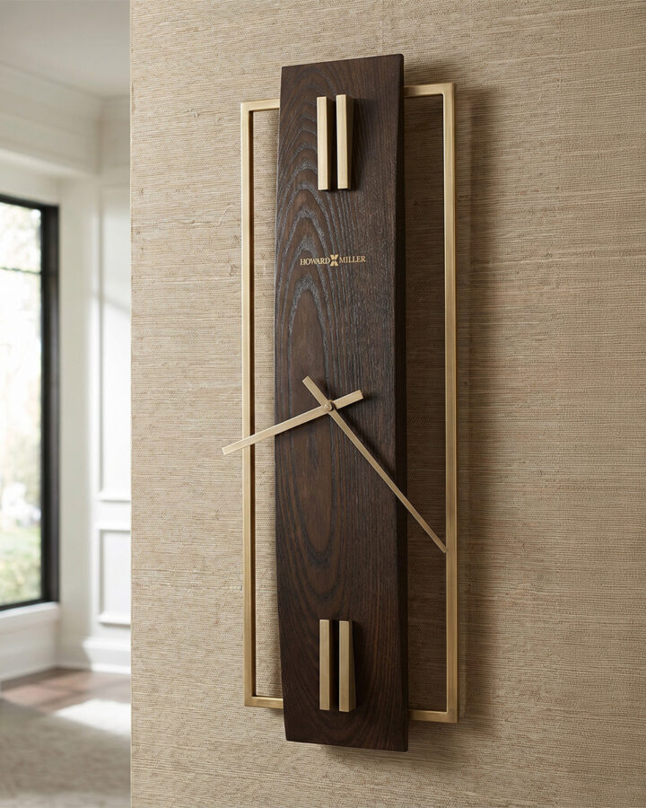 Satin Espresso Brass Bar Wall Clock