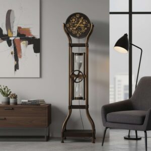 Aged Bronze Hourglass Gear Floor Clock product view