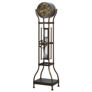 Aged Bronze Hourglass Gear Floor Clock detail view 2