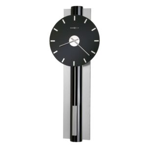 Black Glass Nickel Pendulum Wall Clock detail view 2