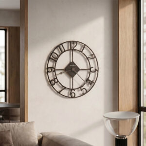 Charcoal Silver Open-Line Wall Clock product view