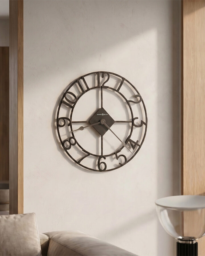 Charcoal Silver Open-Line Wall Clock