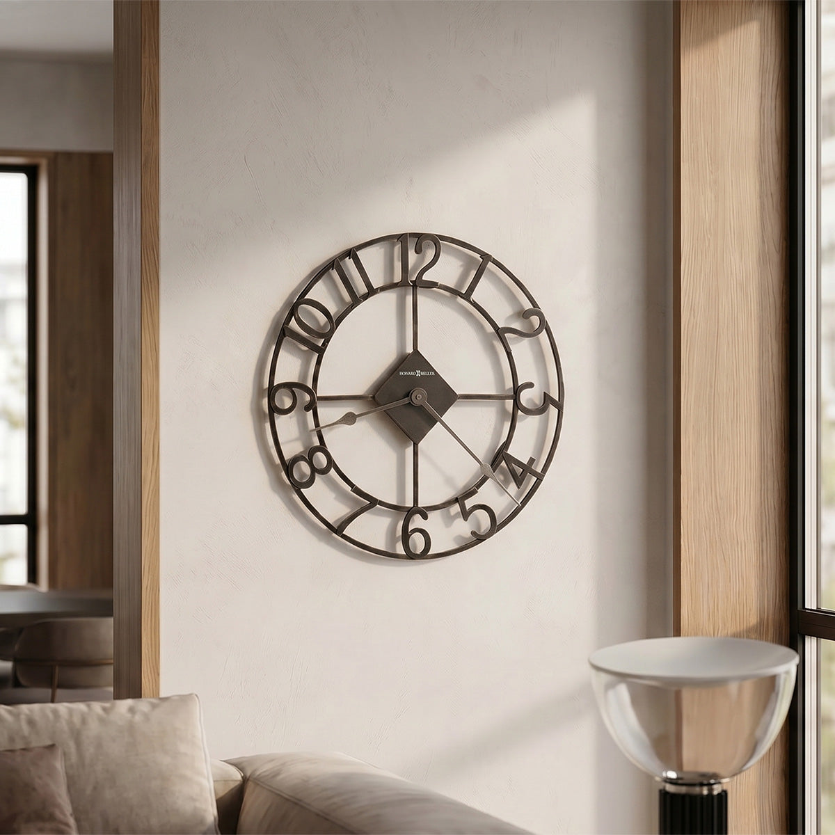 Charcoal Silver Open-Line Wall Clock