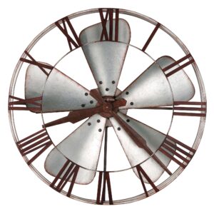 Aged Silver Fan-Blade Wall Clock detail view 2