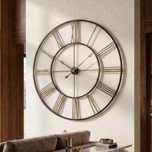 Aged Black Gold Open-Frame Wall Clock product view