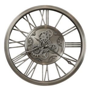 Satin Nickel Moving-Gear Wall Clock detail view 2