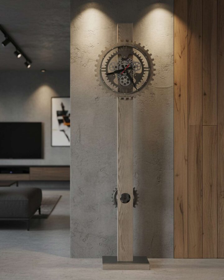 Seaside Gray Moving-Gear Floor Clock
