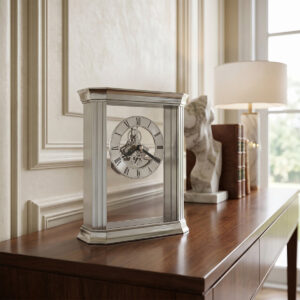 Brushed Aluminum Silver Skeleton Clock product view