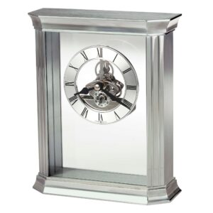 Brushed Aluminum Silver Skeleton Clock detail view 2