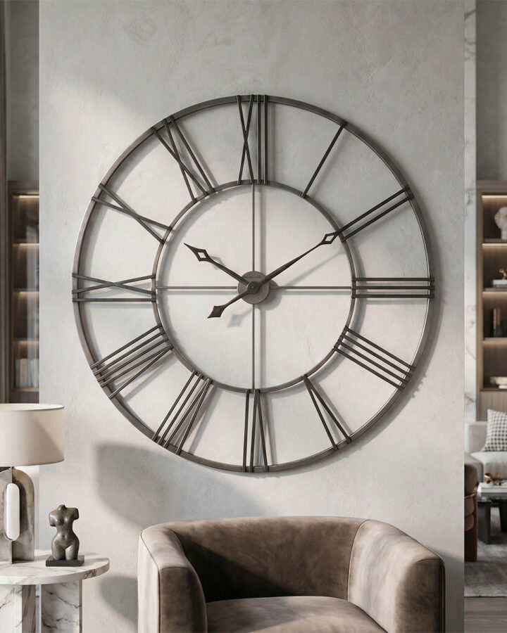 Brushed Nickel Open-Ring Wall Clock