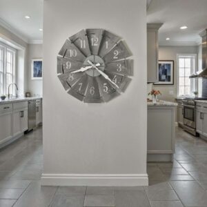 Aged Charcoal Windmill Wall Clock product view