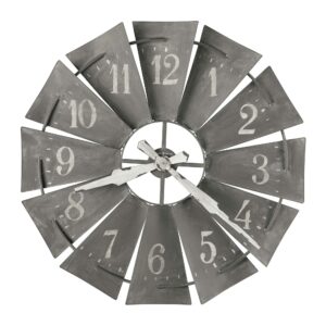Aged Charcoal Windmill Wall Clock detail view 2