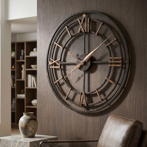 Aged Iron Quarter-Marker Wall Clock