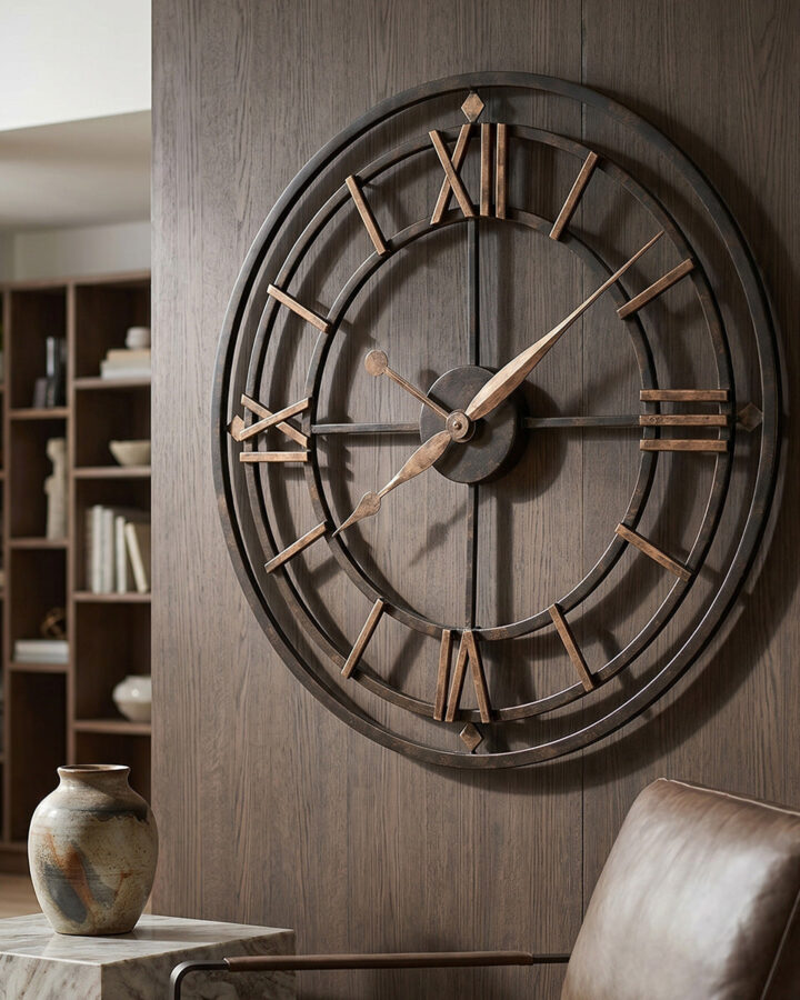 Aged Iron Quarter-Marker Wall Clock