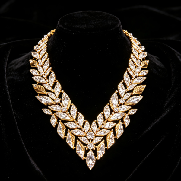 Grand Diamond-Pattern Statement Collar Necklace