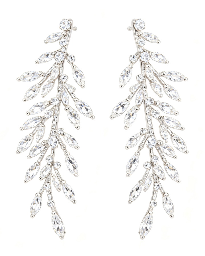 Silver Leaf Branch Dangle Earrings