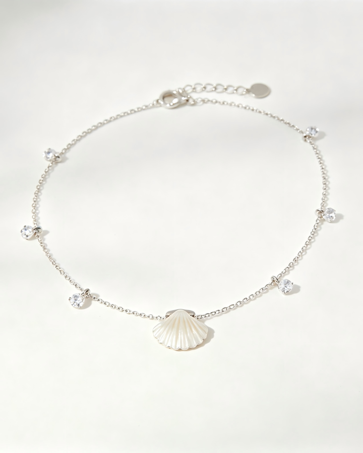 Fine Silver Chain Anklet with Charms