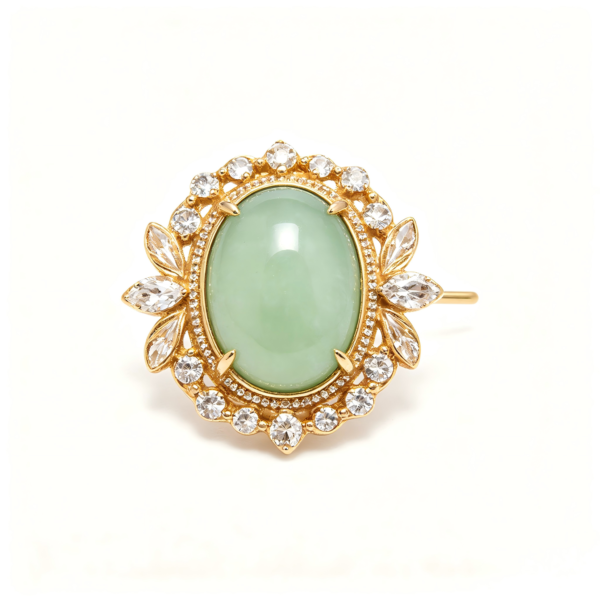 Oval Green Jadeite Solitaire Ring