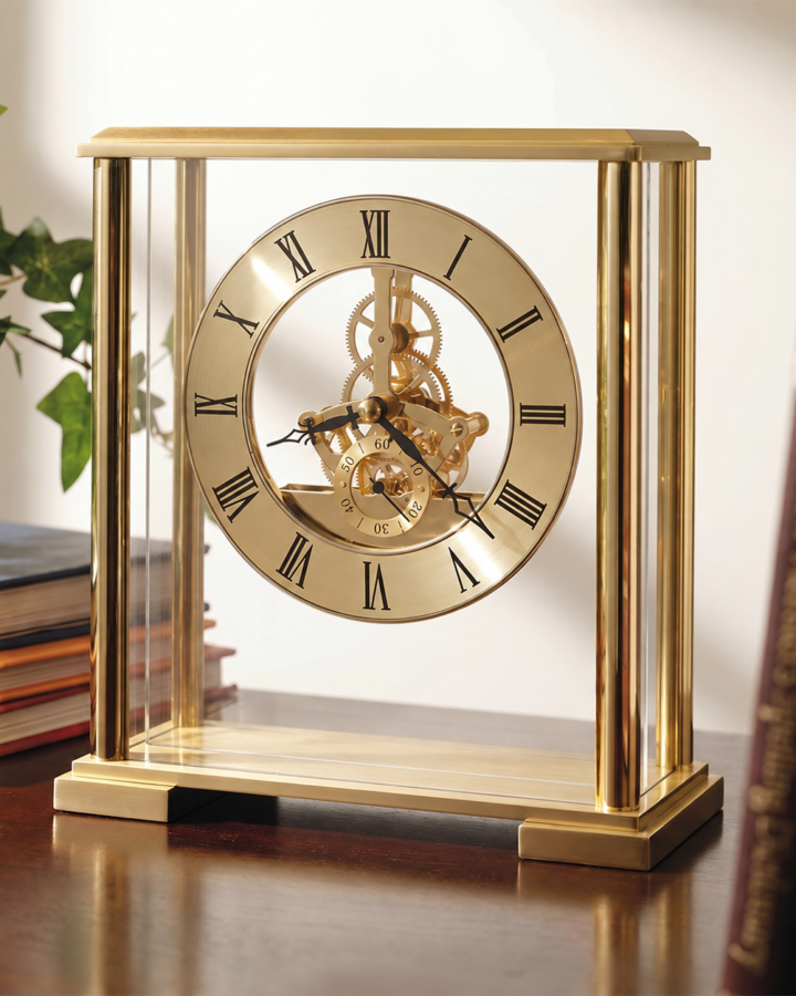 Brass-Finish Table Clock