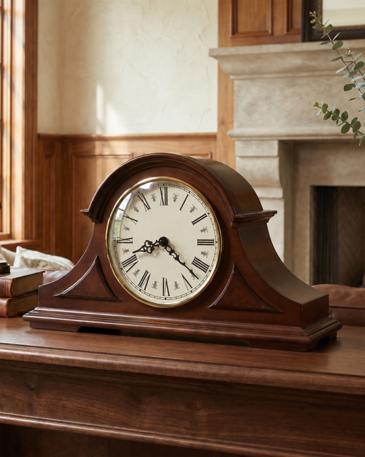Cherry Wood Triple-Chime Mantel Clock