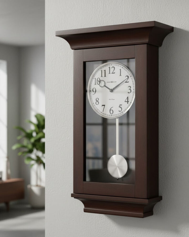 Black Wood Pendulum Wall Clock